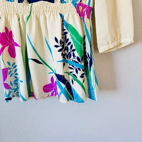 Anthropologie Yumi Kim Cream and Purple Floral Blouse Anthropologie size XS - Picture 5 of 10
